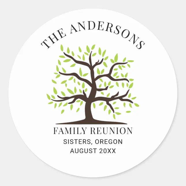 Family Reunion Genealogy Tree Custom Classic Round Sticker | Zazzle