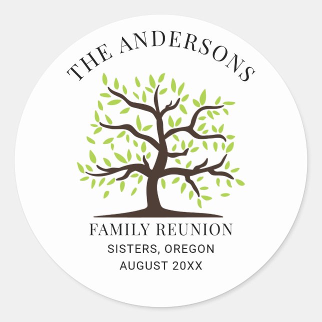 Family Reunion Genealogy Tree Custom Classic Round Sticker (Front)