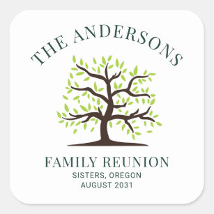 Family Reunion Genealogy Tree Custom Square Sticker