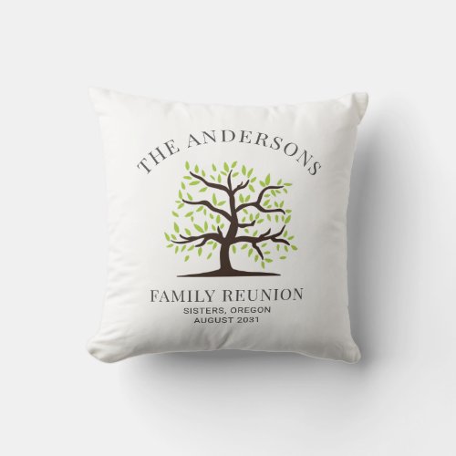Family Reunion Genealogy Tree Custom Throw Pillow