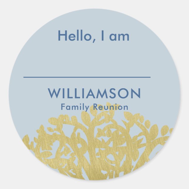 Family Reunion Genealogy Tree Name Classic Round Sticker (Front)