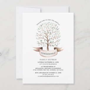 Family Reunion Genealogy Tree Watercolor Modern In Invitation
