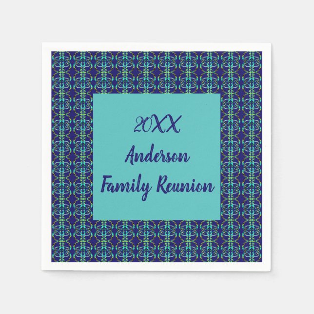 Family Reunion Geometric Tie-dye Yearly Gathering Napkins (Front)