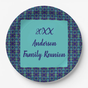 Family Reunion Geometric Tie-dye Yearly Gathering Paper Plates