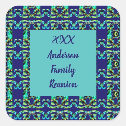 Family Reunion Geometric Tie_dye Yearly Gathering Square Sticker