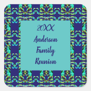 Family Reunion Geometric Tie-dye Yearly Gathering Square Sticker