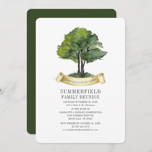 Family Reunion Get Together Tree Typography Invitation