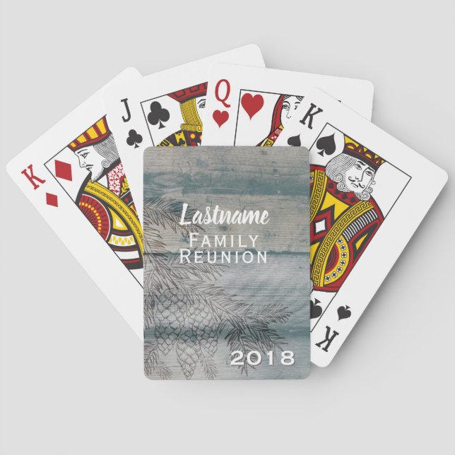 Family Reunion Gift Fall Winter Rustic Monogram Poker Cards (Back)