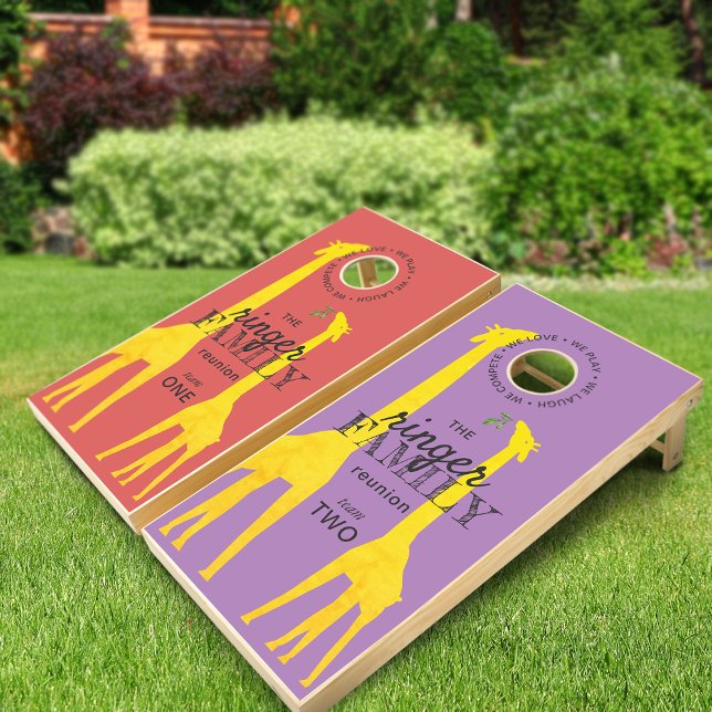 Family Reunion Giraffe Personalized Cornhole Set (Family Reunion Giraffe Personalized Cornhole Set)