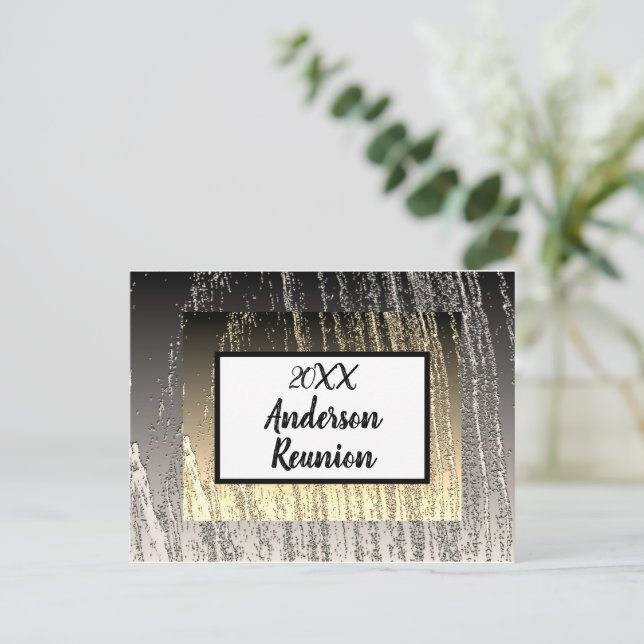 Family Reunion Gold and Silver Stripes Invitation Postcard (Standing Front)