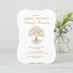 Family Reunion gold and white Invitation