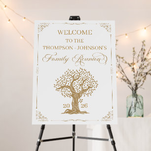 Family Reunion Gold and white welcome sign