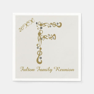 Family Reunion Gold Letter F Elegant Monogram Napkins