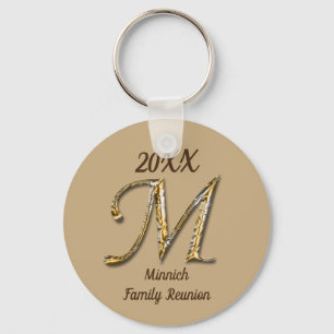 Family Reunion Gold Letter M Monogram Keepsake Keychain