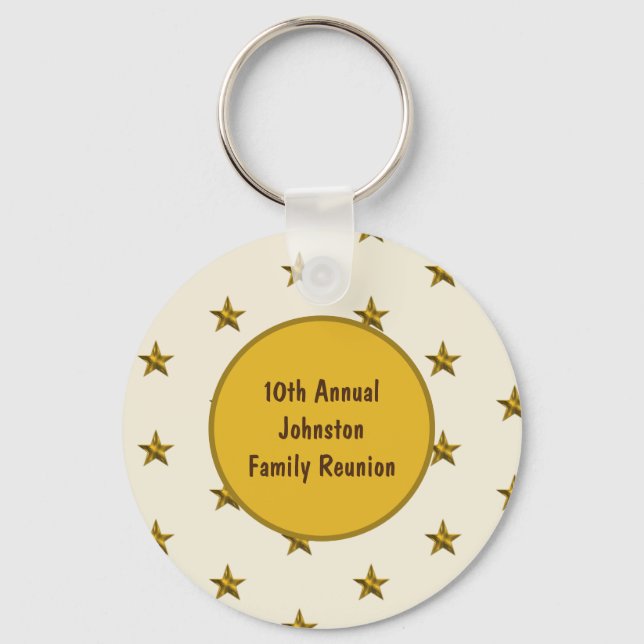 Family Reunion Gold Star Keepsake Annual Big Event Keychain (Front)