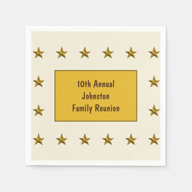 Family Reunion Gold Star Keepsake Annual Big Event Napkins (Front)