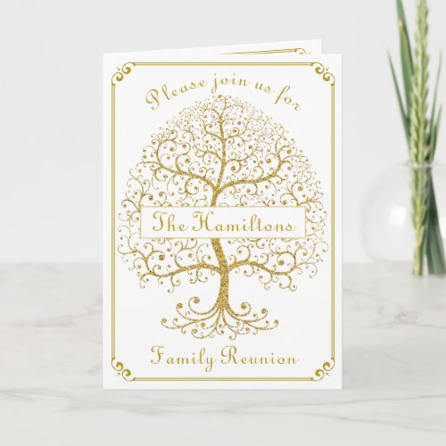 Family Reunion Gold Tree Elegant Luxury Modern Invitation