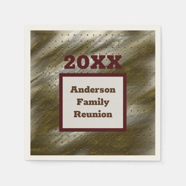Family Reunion Gold White Striped Abstract Elegant Napkins (Front)