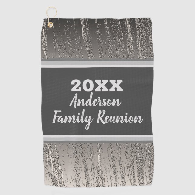 Family Reunion Golf Outing Silver Stripes Towel (Front)