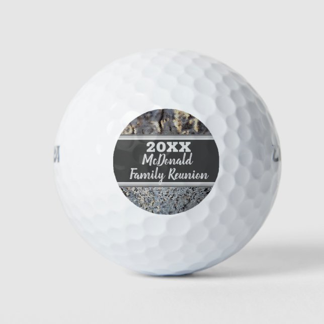 Family Reunion Golf Outing Snakeskin Gray Mosaic Balls (Front)