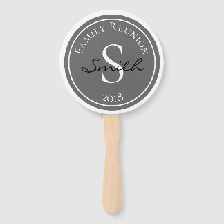 Family Reunion Gray Badge Hand Fan