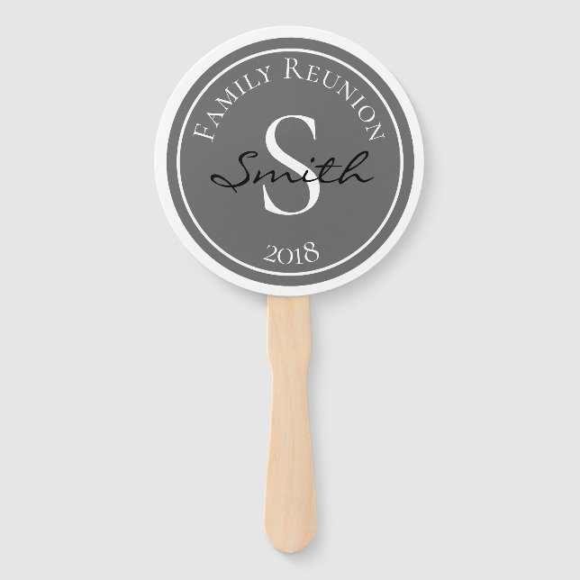 Family Reunion Gray Badge Hand Fan (Front)