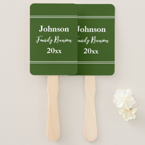 Family Reunion Green and White Name Year Template Hand Fan