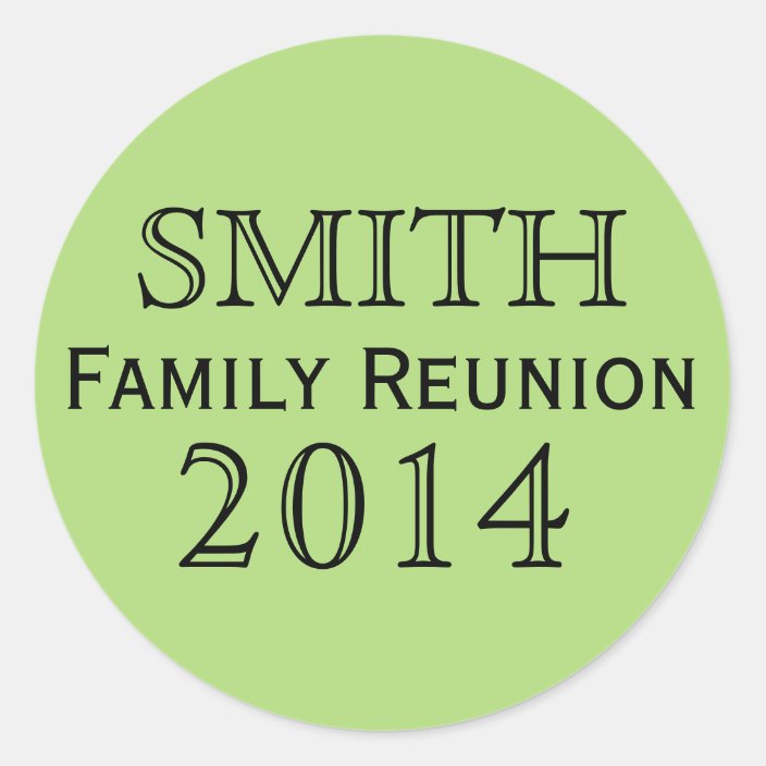 Family Reunion Green Background Classic Round Sticker | Zazzle.com