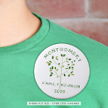 Family Reunion Green Family Tree Personalized Button<br><div class="desc">Create personalized buttons for family reunion or family gathering events. The design features a modern, minimalist family tree design in shades of green and your custom text (the sample shows NAME FAMILY REUNION and year). All text is editable, including the font style and color. BUTTON SIZE: The sample is shown...</div>