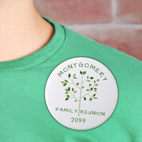 Family Reunion Green Family Tree Personalized Button