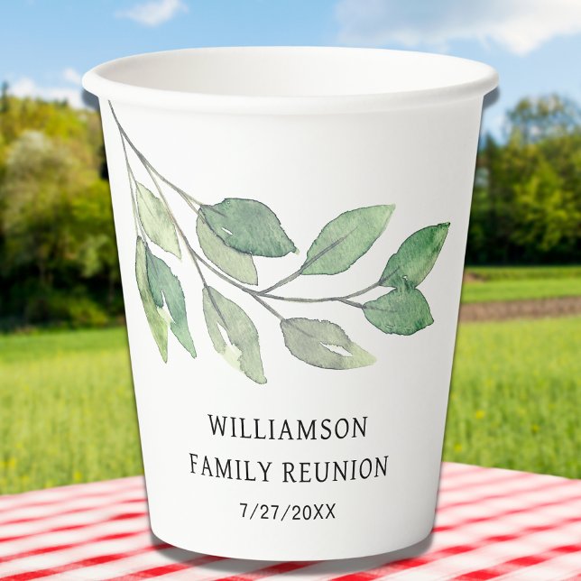 Family Reunion Green Personalized Paper Cups (Creator Uploaded)