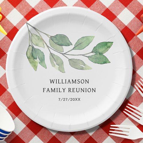 Family Reunion Green Personalized Paper Plates