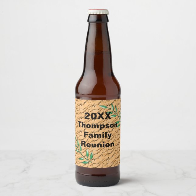 Family Reunion Green Tree Branch Large Gathering Beer Bottle Label (Front)