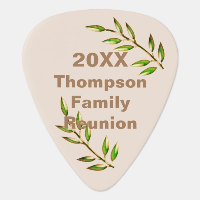 Family Reunion Green Tree Branches Keepsake Guitar Pick (Front)