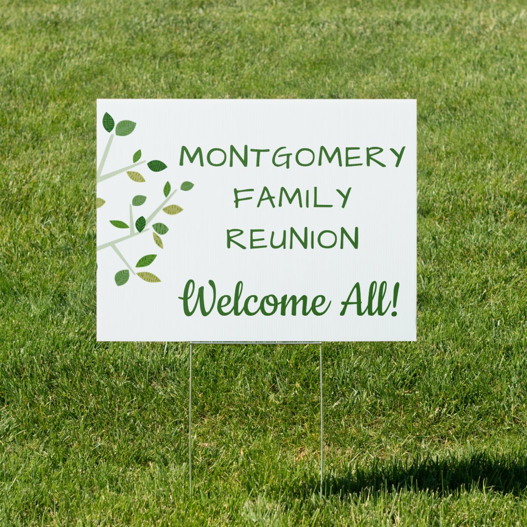 Family Reunion Green Tree Personalized Welcome Sign | Zazzle