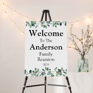 Family Reunion Greenery Botanical Welcome Board