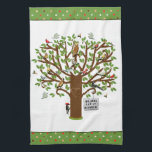Family Reunion Hand Towel<br><div class="desc">Summer reunion design featuring family tree filled with funny birds. Edit text to add name.</div>
