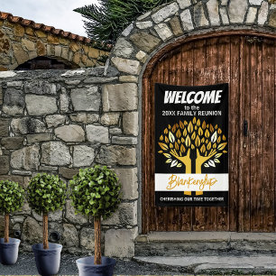 Family Reunion Hands Tree Leaves Custom Banner