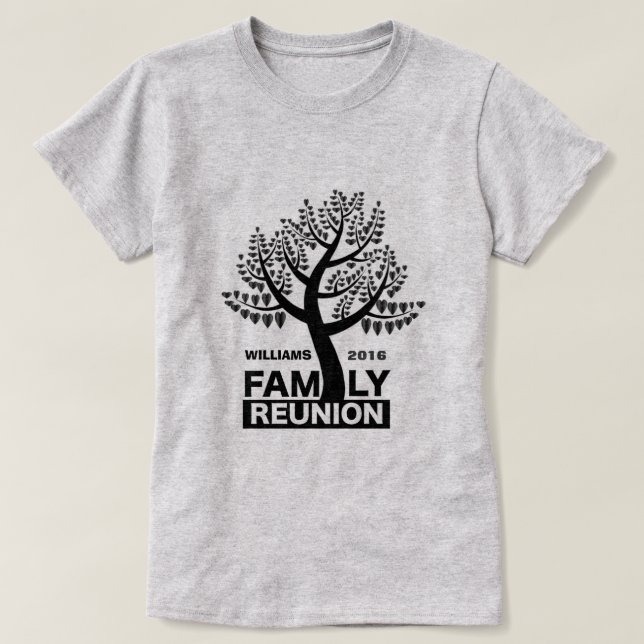 Family Reunion Heart Tree Black Silhouette T-Shirt (Design Front)