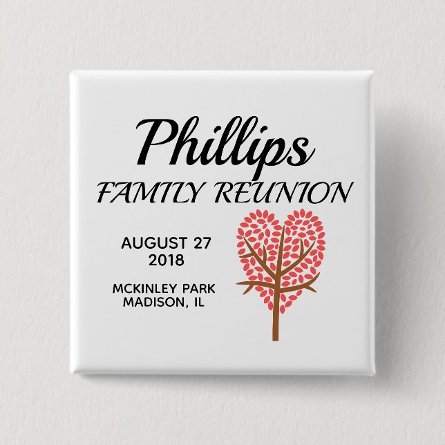 Family Reunion Heart Tree Button (Front)