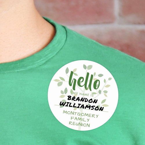 Family Reunion HELLO MY NAME IS Classic Round Sticker