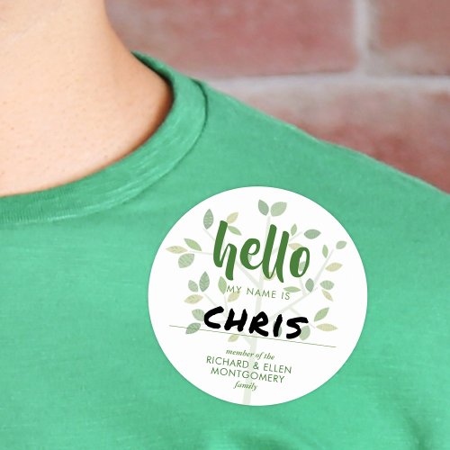 Family Reunion HELLO MY NAME IS Tree Classic Round Sticker