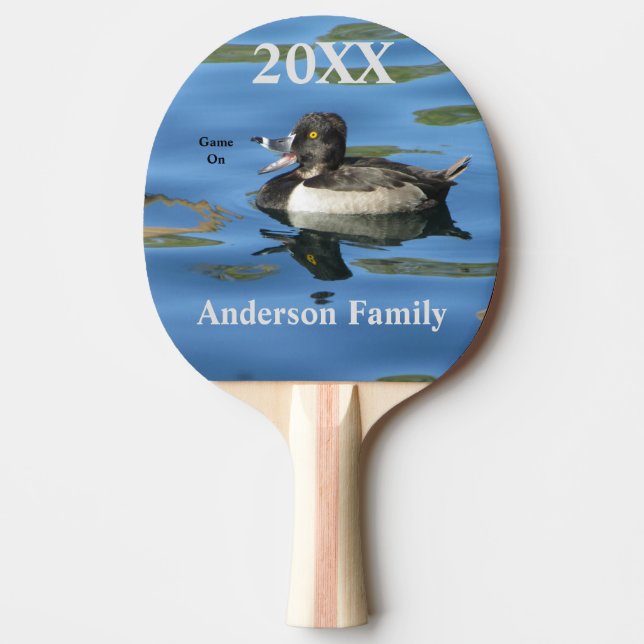 Family Reunion Humorous Duck on Lake Event Ping Pong Paddle (Front)