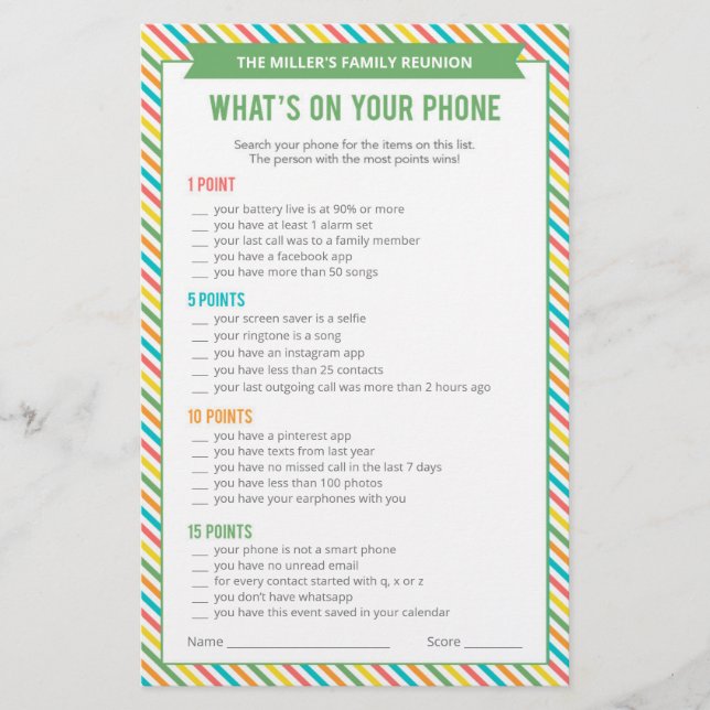 Family Reunion Ice Breaker 2 in 1 Games (Front)