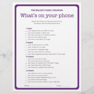 Family Reunion Ice Breaker 2 in 1 Games Flyer