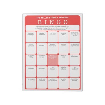 Family Reunion Ice Breaker Bingo Game Notepad Family Reunion Ice Breaker Bingo Game Notepad