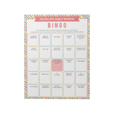 Family Reunion Ice Breaker Bingo Game Notepad Family Reunion Ice Breaker Bingo Game Notepad