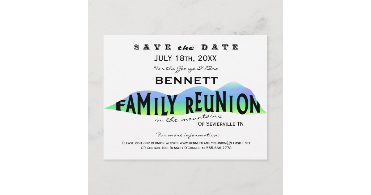 Family Reunion In The Mountains Save The Date Announcement Postcard Zazzle Com