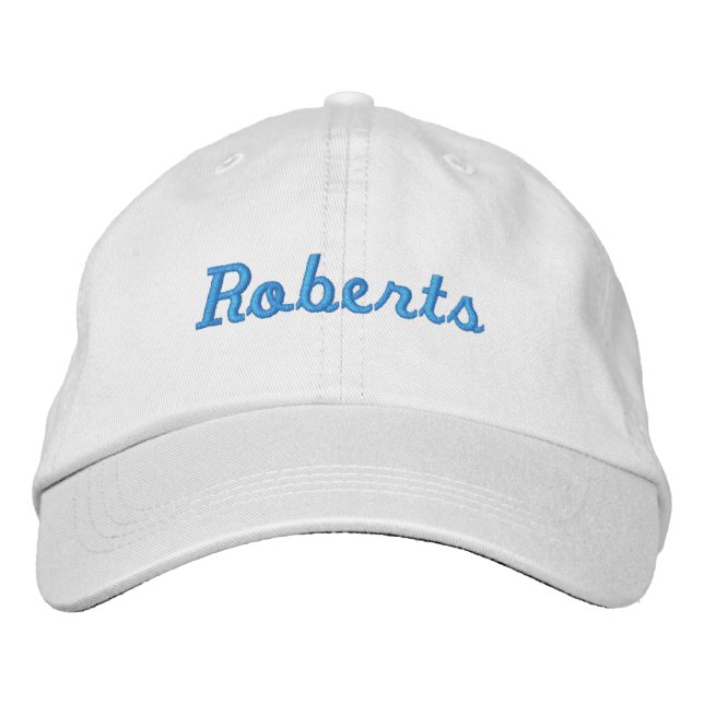 Family Reunion in White & Light Blue:  Embroidered Baseball Cap (Front)