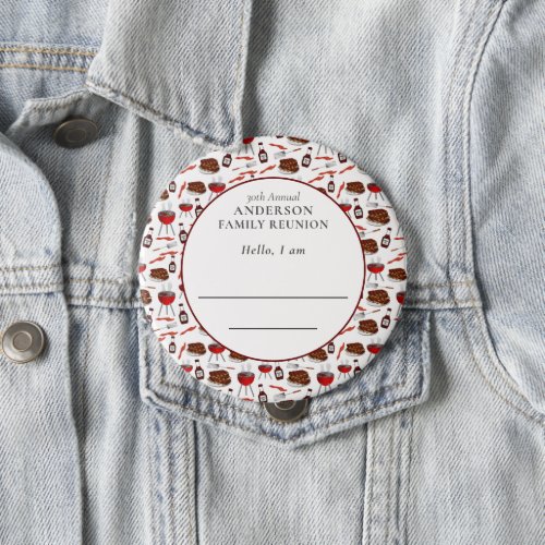 Family Reunion Introduction Barbecue Pattern Button